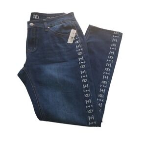 New Directions Denim Jeans Aztec Embellished Dark Wash Skinny Pants Woman Sz 10R